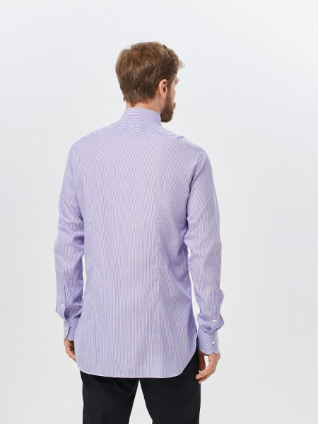 Сорочка Colletto Bianco в бело-сиреневую полоску Slim fit 010207 