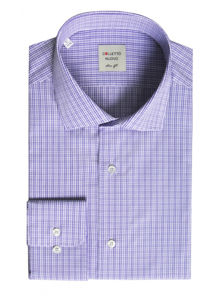 Фиолетовая сорочка Colletto Nuovo Slim fit в клетку 012208