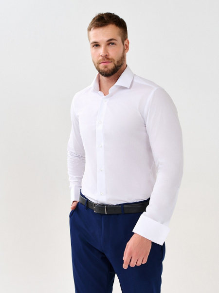 Белая сорочка Dave Raball Regular fit органический хлопок под запонку 000157 