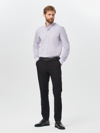 Сиреневая сорочка Colletto Nuovo Slim fit в клетку воротник на пуговицах N012177 