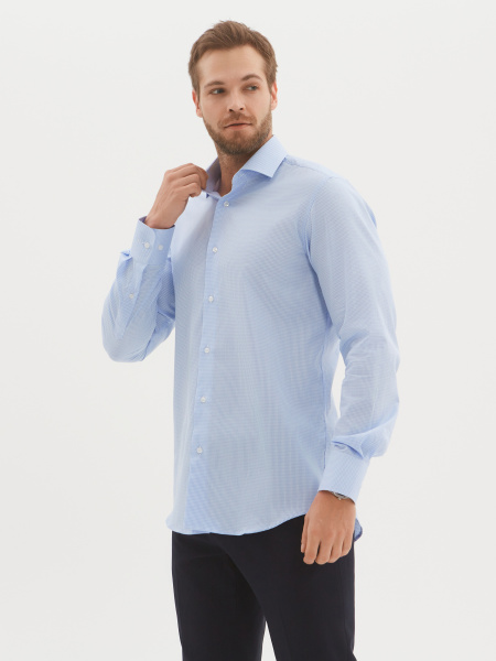 Сорочка Dave Raball Slim fit в бело-голубую клетку 000260