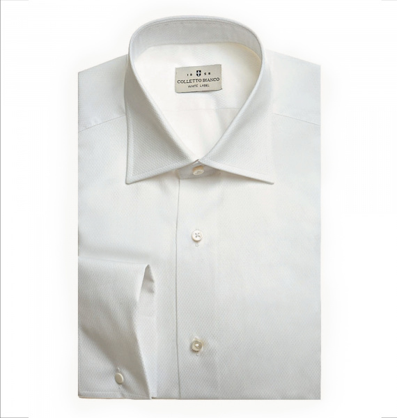 Сорочка Colletto Bianco молочного цвета Regular fit под запонку 003850