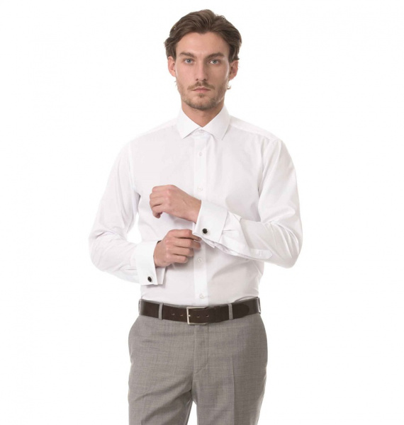 Белая сорочка Dave Raball Slim fit под запонку 008383 SF  