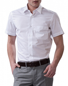 Белая сорочка Dave Raball Slim fit из структурной ткани кор.рукав  002966 SFs
