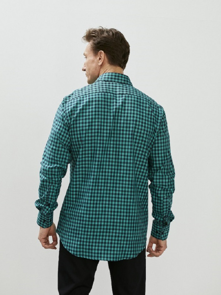 Рубашка Dave Raball Classic fit в зелено-синюю клетку, карман 000295 