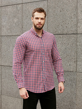 Рубашка Dave Raball Classic fit в красно-сине-белую клетку, карман 000290 LR CLF
