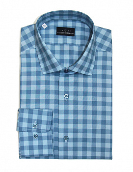 Бирюзовая рубашка Colletto Bianco Slim fit в клетку 010678