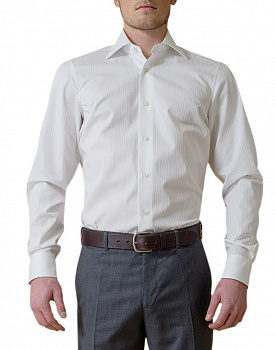 Белая сорочка Colletto Bianco Regular fit из структурной ткани Albini 004287