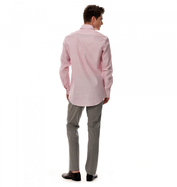 Сорочка Colletto Bianco Regular fit красно-белая клетка из структурной ткани ткань Monti 007421 