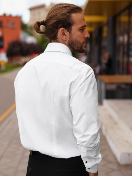 Белая сорочка Dave Raball Slim fit с отделкой на воротнике и манжетах 000128 