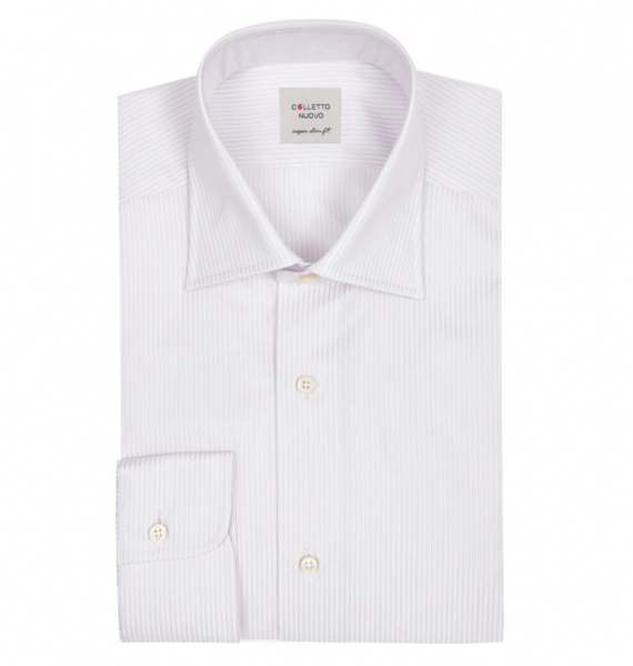 Светло-сиреневая сорочка Colletto Nuovo Slim fit в полоску 010706