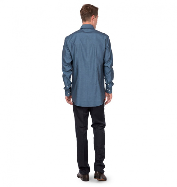 Бирюзовая сорочка Dave Raball Slim fit из структурной ткани 009419 SF 