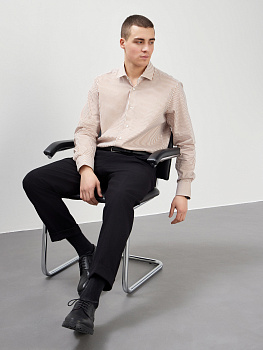 Сорочка Dave Raball Regular fit в коричневую полоску 000277