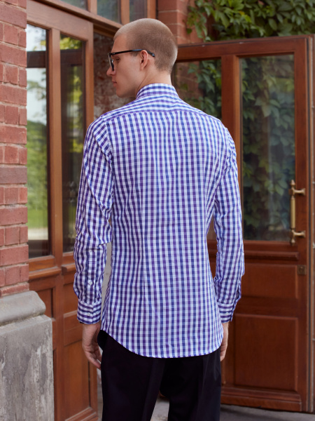 Рубашка Dave Raball в бело-фиолетовую клетку Super Slim Fit 000272 SSF 