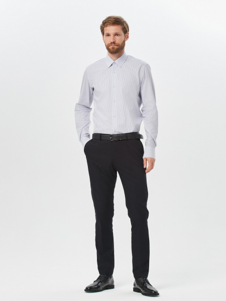 Белая рубашка в синюю полоску Dave Raball Slim fit  007048 SF 