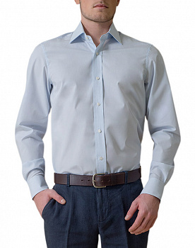 Сорочка Colletto Bianco Classic fit голубая  микроклетка 004747 CLF