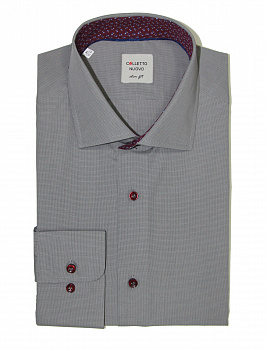 Серая сорочка Colletto Nuovo Slim fit с отделкой  010899