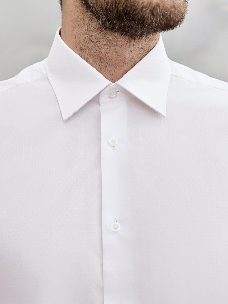 Белая сорочка Dave Raball Regular fit из структурной ткани под запонку 005967 