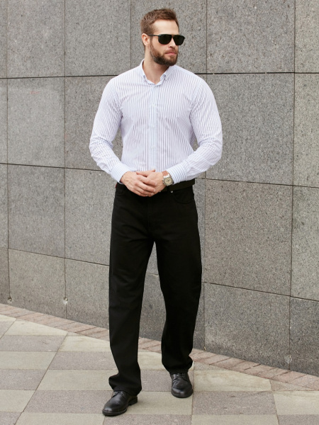 Рубашка Dave Raball Regular fit белая в черную полоску 000285 