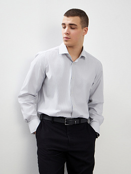 Сорочка Dave Raball Slim fit в светло-серую микрополоску 000278 SF