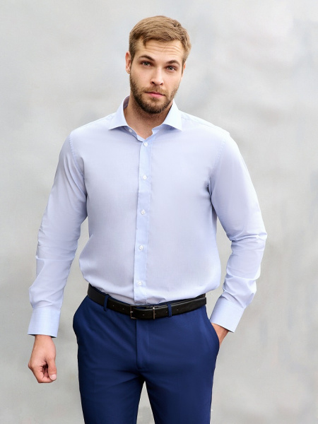 Голубая сорочка Colletto Nuovo Slim fit меланж 000167 