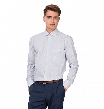 Белая сорочка Dave Raball Slim fit в синию полоску 009428 SF