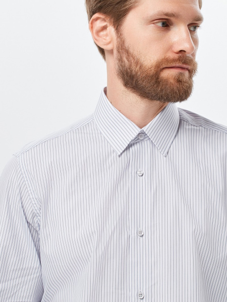 Белая рубашка в синюю полоску Dave Raball Slim fit  007048 SF 