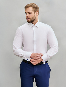 Белая сорочка Dave Raball Regular fit из структурной ткани под запонку 005967
