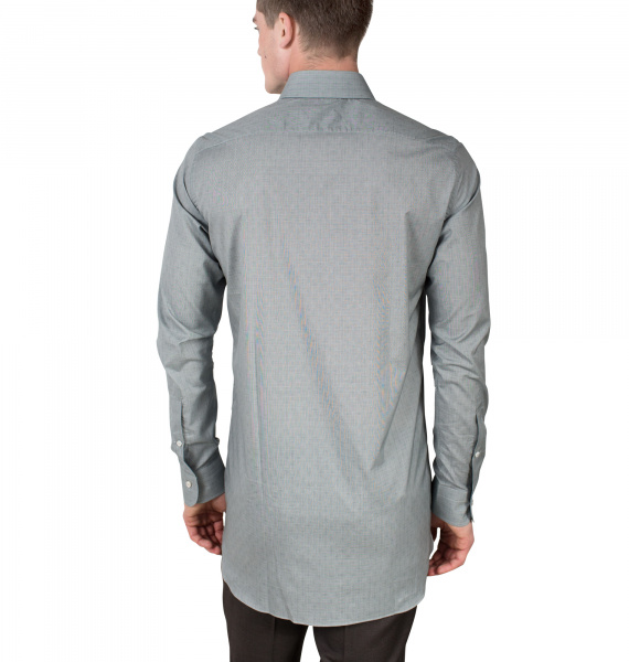 Серая сорочка Colletto Bianco в клетку Slim fit из ткани Albini 006081 SF 