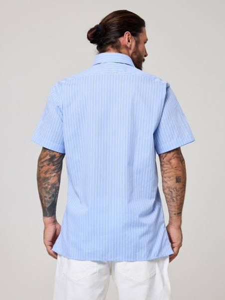 Рубашка  Dave Raball Classic fit голубая с белой полосой 000321 CFs 