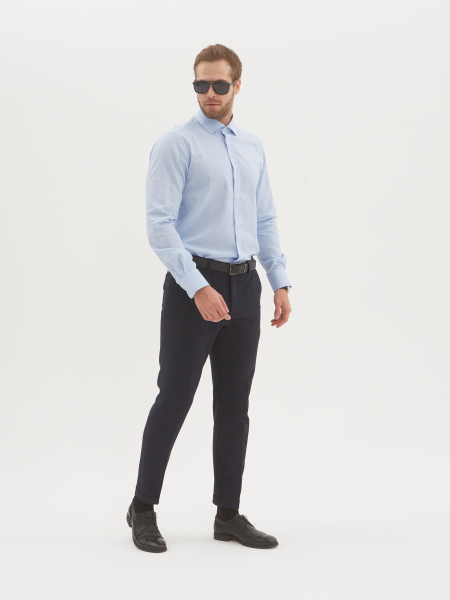 Голубая сорочка Dave Raball Super Slim fit в бело-голубую клетку 000262