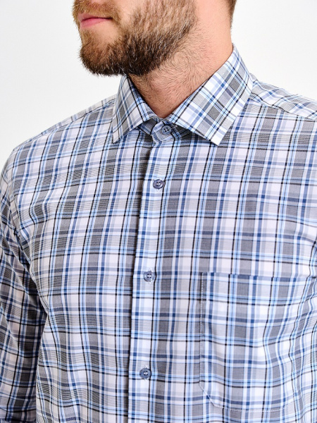 Рубашка Dave Raball Regular fit в серо-голубую клетку 000206 