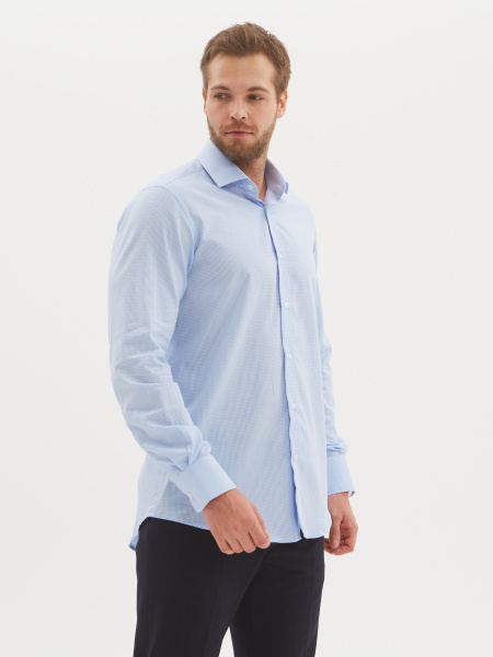 Сорочка Dave Raball Classic fit в бело-голубую клетку карман 000267 LR CLF