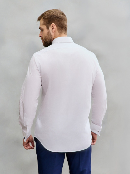 Белая сорочка Dave Raball Regular fit из структурной ткани под запонку 005967 