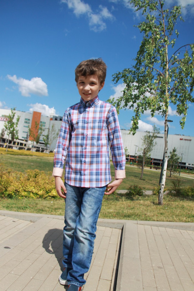 Рубашка Colletto Bianco Junior Boy в клетку с отделкой карман воротник на пуговицах 000175 