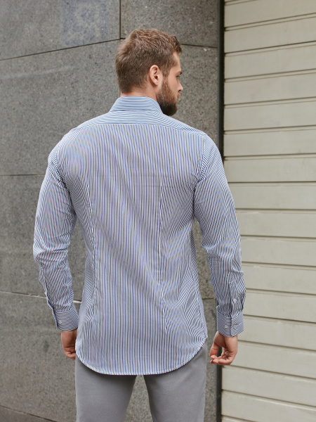Рубашка Dave Raball в темно-синюю полоску Super Slim Fit 000284 