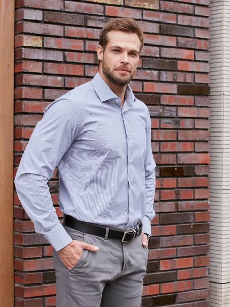 Сорочка Dave Raball Slim fit в серую микрополоску 000280 SF