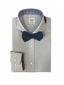Серая сорочка Colletto Nuovo Slim fit с отделкой из ткани Albini 012189