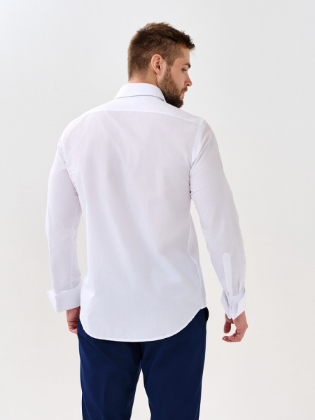 Белая сорочка Dave Raball Regular fit органический хлопок под запонку 000157 