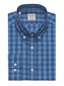 Рубашка Colletto Nuovo Regular fit в синию клетку воротник на пуговицах карман 012196