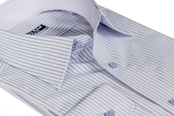 Белая рубашка в синюю полоску Dave Raball Slim fit  007048 SF 