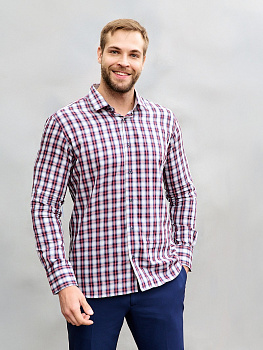 Рубашка Dave Raball Super Slim fit в серо-фиолетовую клетку с отделкой 008414