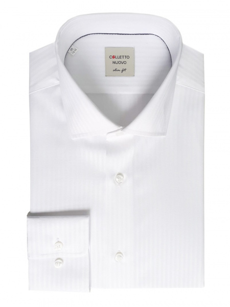 Белая сорочка Colletto Nuovo Slim fit из структурной ткани 012181