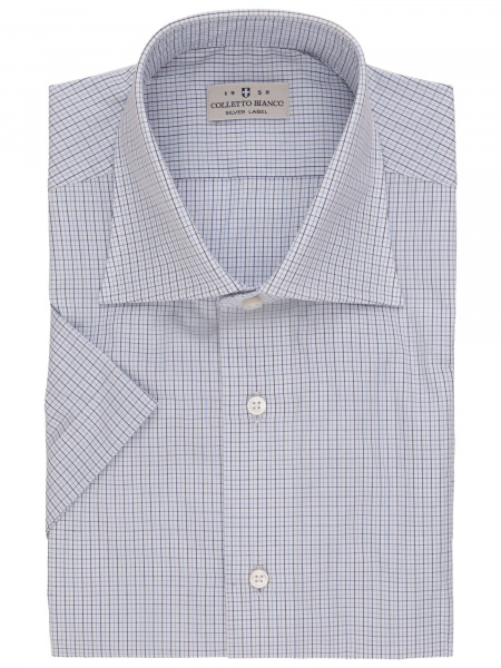 Сорочка Colletto Bianco в сине-голубую клетку Regular fit 005888 RFs