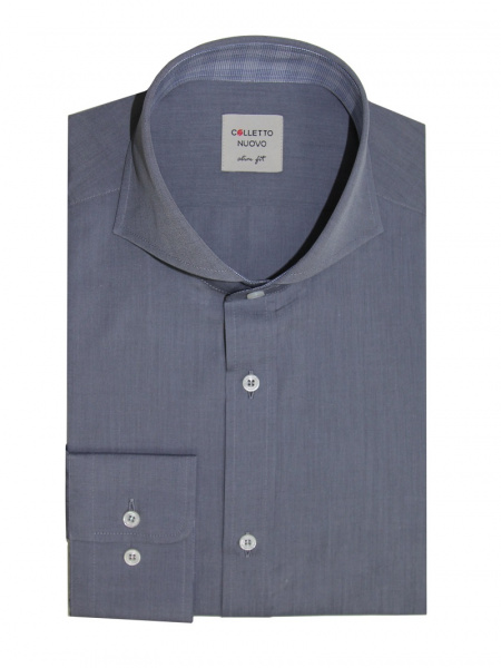 Серая сорочка Colletto Nuovo Slim fit с отделкой из ткани Albini 012188 