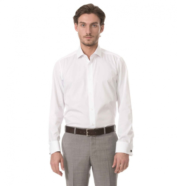 Белая сорочка Dave Raball Slim fit под запонку 008383 SF  