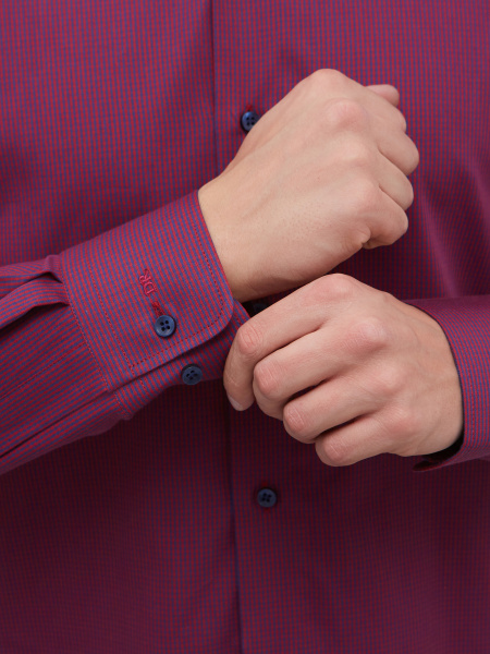 Сорочка Dave Raball Super Slim fit в бордово-синию клетку 000271 
