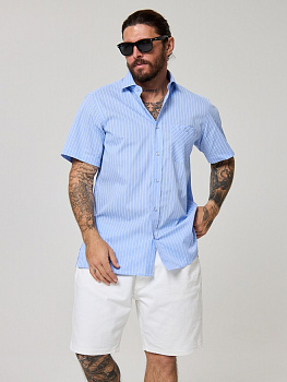 Рубашка  Dave Raball Classic fit голубая с белой полосой 000321 CFs