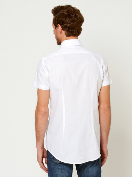 Белая сорочка Dave Raball Slim fit кор.рукав, карман 006975 SFs  