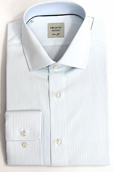 Светло-голубая сорочка Colletto Nuovo Slim fit микрополоса 010400